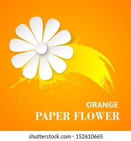 Greeting card with paper flower. Vector illustration.