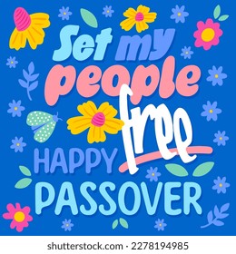 Greeting card for passover jewish holiday. Happy spring freedom festival.