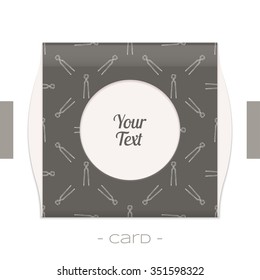 Greeting card with a pattern of forging tools and place for text on a white background