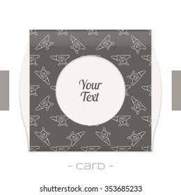 Greeting card with a pattern of forging tools and place for text on a white background