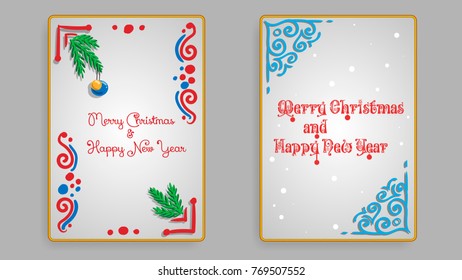 a greeting card with patterns, an inscription, a thread of needles, ornaments drawn by hand
