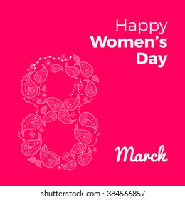Greeting card with patterns, for women's day