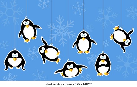 greeting card with penguin and snow