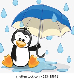 Greeting card Penguin with umbrella 