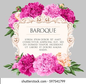Greeting card with peonies