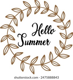 Greeting card with phrase Hey summer. Vector isolated illustration: brush calligraphy, hand lettering. Inspirational typography poster. For calendar, postcard, label and decor