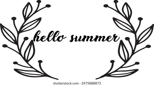 Greeting card with phrase Hey summer. Vector isolated illustration: brush calligraphy, hand lettering. Inspirational typography poster. For calendar, postcard, label and decor