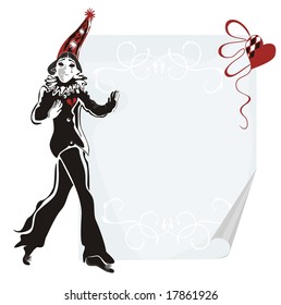 Greeting card with Pierrot