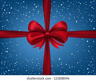 Greeting card with pink bow. Vector illustration