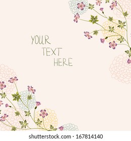 Greeting card with pink flowers 