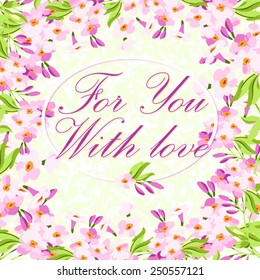 Greeting card with pink flowers