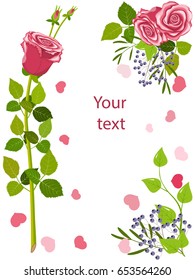 Greeting card pink roses