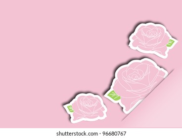 Greeting card with pink roses vector illustration