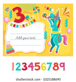 Greeting card with place for text. An invitation to a party in honor of his birthday. Circus show, a happy holiday.