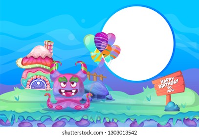 Greeting card with place for text. An invitation to a party in honor of his birthday. - Vector