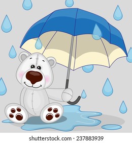 Greeting card Polar Bear with umbrella 