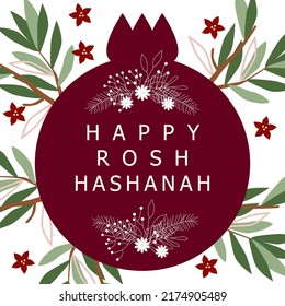 Greeting card with pomegranate for Jewish New Year, Rosh Hashanah. Vector illustration, Shana Tova