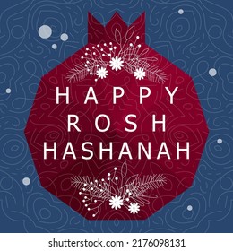 Greeting card with pomegranate for Jewish New Year, Rosh Hashanah. Vector illustration, Shana Tova