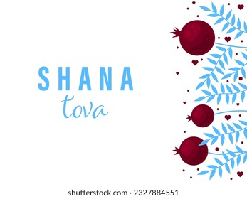 Tarjeta de saludo con granada para Año Nuevo Judío, Shana Tova, Rosh Hashanah. Ilustración del vector