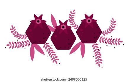 Greeting card with pomegranate for Jewish New Year, Shana Tova, Rosh Hashanah. Vector illustration