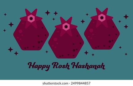 Greeting card with pomegranate for Jewish New Year, Shana Tova, Rosh Hashanah. Vector illustration