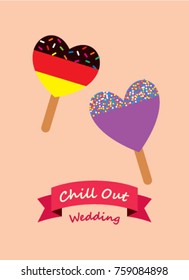 greeting card with popsicle graphic, cute popsicle chill out wedding greeting card vector