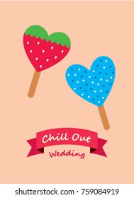 greeting card with popsicle graphic, cute popsicle chill out wedding greeting card vector