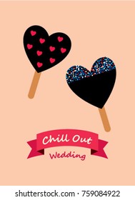 greeting card with popsicle graphic, cute popsicle chill out wedding greeting card vector