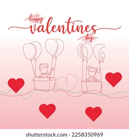 Greeting card and post card design for Valentines day. Social media post for love day on 14 february.