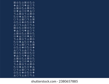 Greeting Card or Post Card or Gift Card with White Christmas Icon Pattern and Blue Background Template