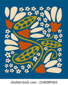 Greeting card, postcard in trendy colors. Vector floral illustration.
