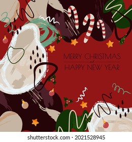 Greeting card or poster with abstract Christmas elements
