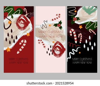 Greeting card or poster with abstract Christmas elements