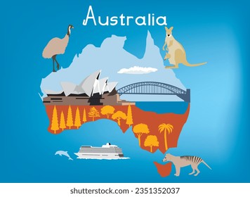 Greeting card, poster, Australia map