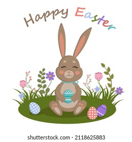 Grußkarte, Plakat, Banner für Ostern mit Ostereiern
