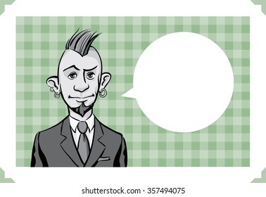 Greeting card with punk businessman