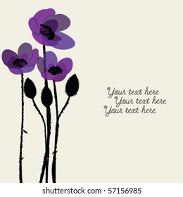 Greeting Card With Purple Poppies