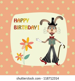greeting card with a rabbit in the hat