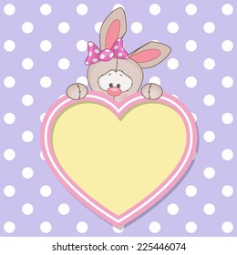 Greeting card with rabbit and heart