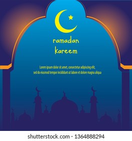 an greeting card for ramadan and moon light special for eid mubarak