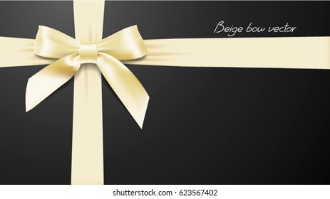 Greeting card with realistic beige bow