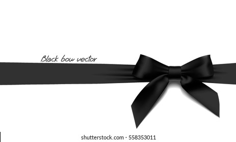 greeting card with realistic black bow on White background