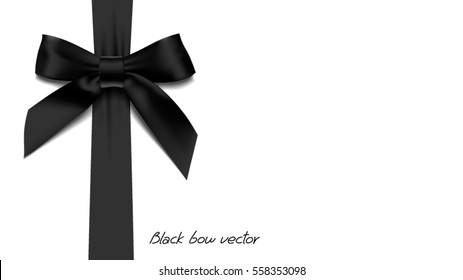 greeting card with realistic black bow on White background