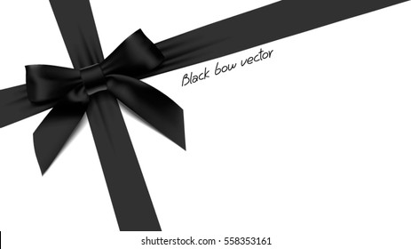 greeting card with realistic black bow on White background