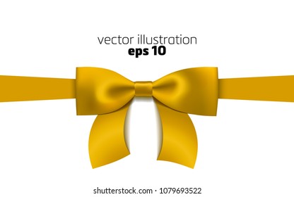 greeting card with realistic golden bow on a background