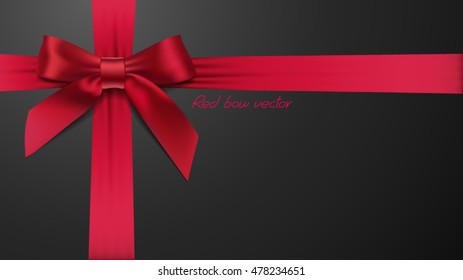 greeting card with realistic red bow on a black background