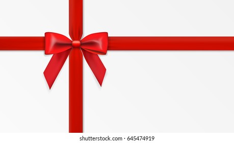 Greeting Card With Realistic Red Bow Template. EPS10 Vector