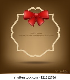 Greeting card with red bow. Vector illustration