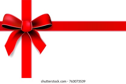greeting card with red Bow .Vector.