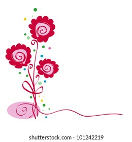 greeting card with red flowers